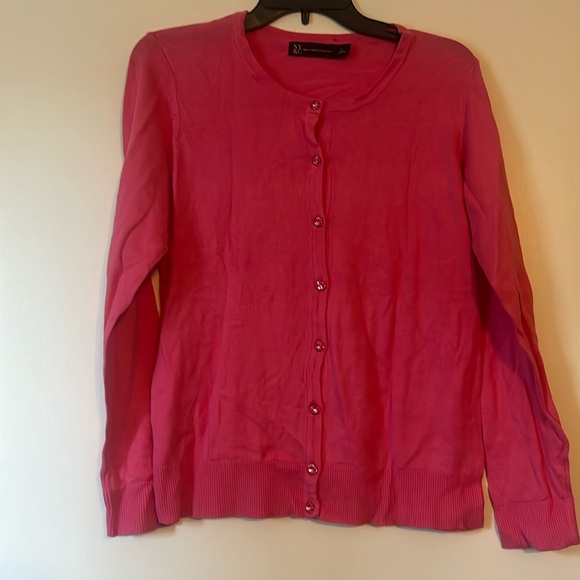 New York & Company Sweaters - Jeweled-Button Pink Cardigan Size L